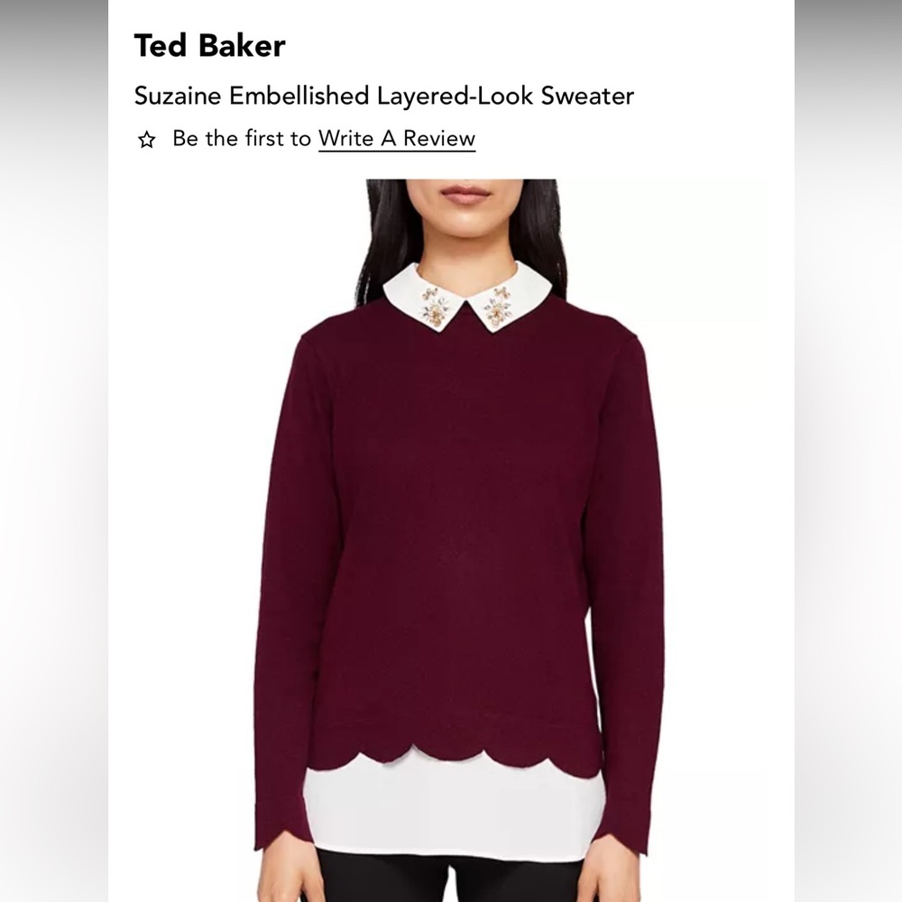 Ted Baker Suzaine Burgundy Sweater with Embellished Collar